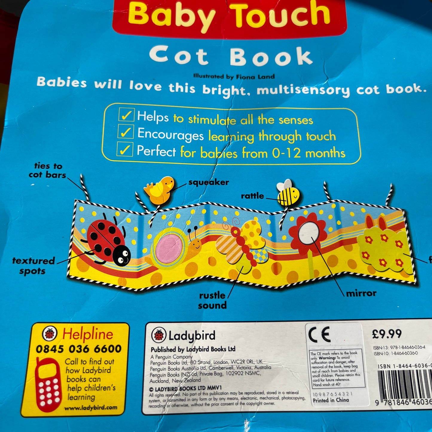 Medžiaginė spalvota knygutė, lovelės apsaugėlė, Ladybird