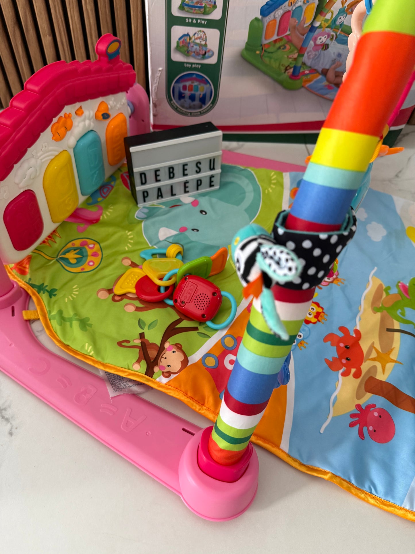 🌈🧸 „Dream World“ daugiafunkcis lavinamasis kilimėlis kūdikiui