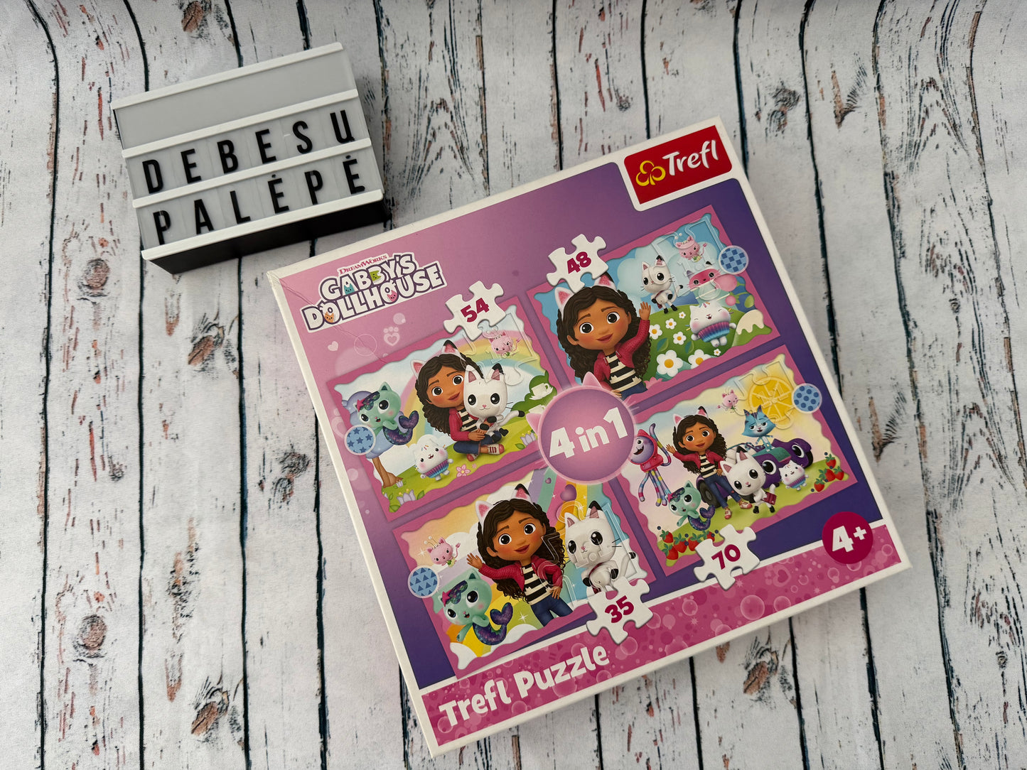 🐱🧩 Gabby's Dollhouse 4 viename dėlionių rinkinys