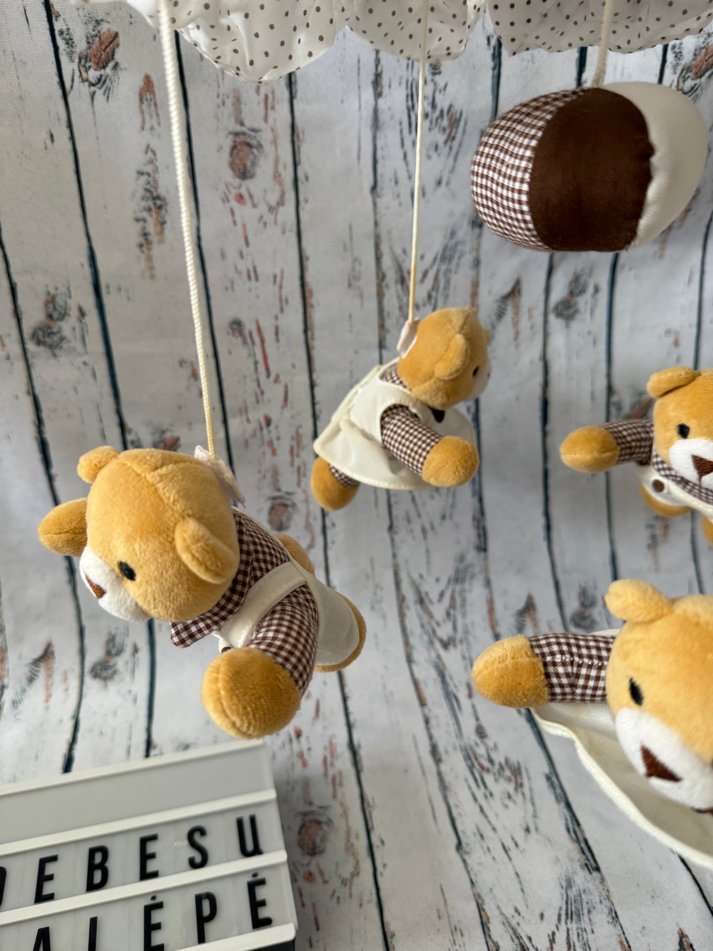 🧸🎵 Karuselė kūdikio lovelei su meškučiais