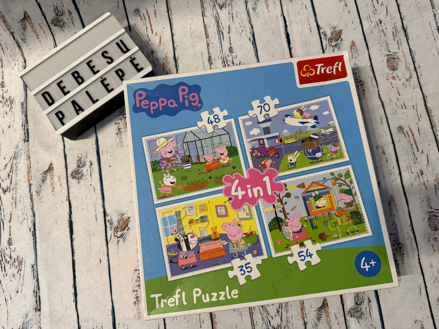 🐷🧩 „Trefl Peppa Pig 4 in 1“ – 4 dėlionių rinkinys