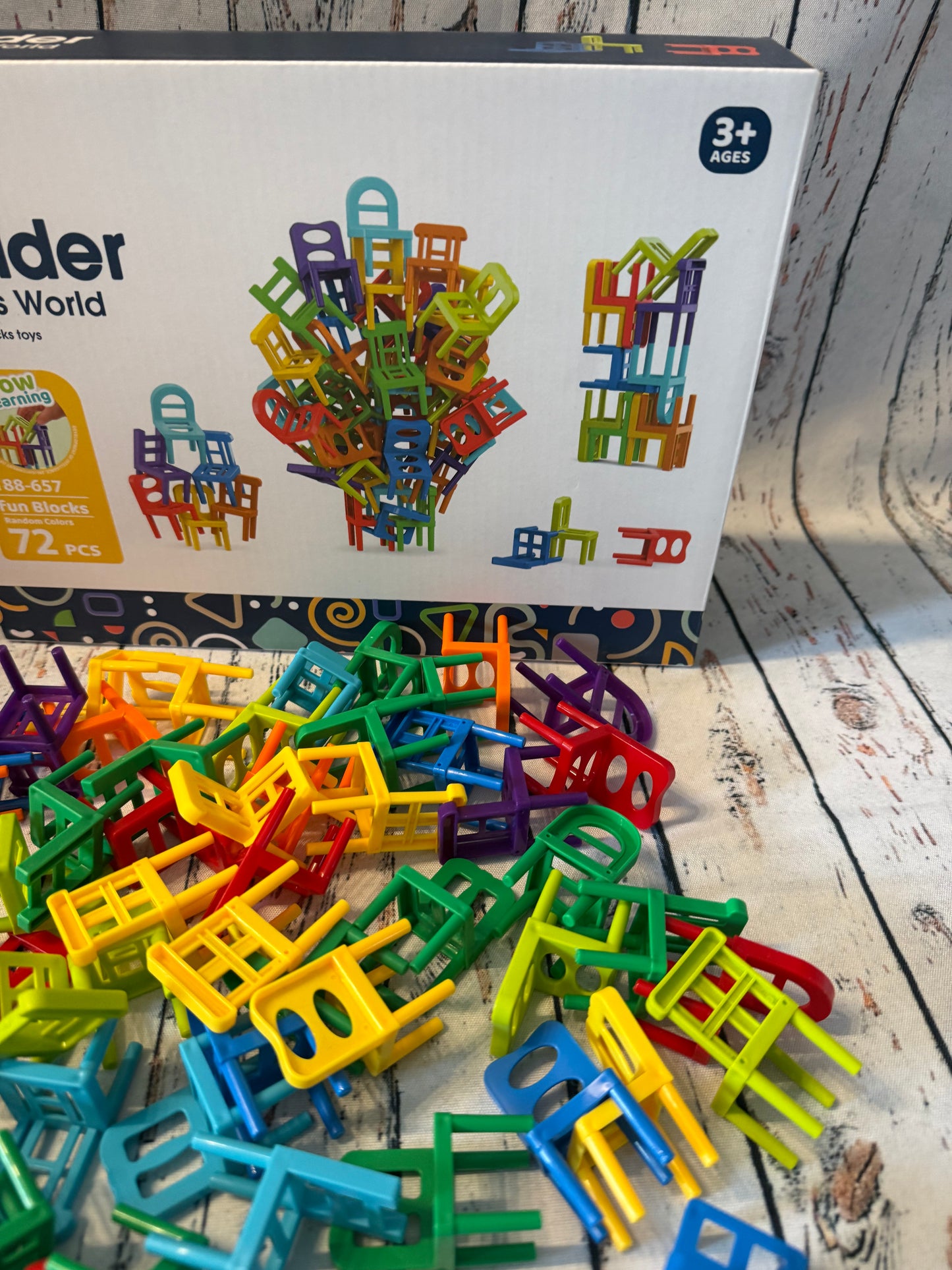 🪑🌈 „Builder Blocks World“ konstruktorius – 72 detalės