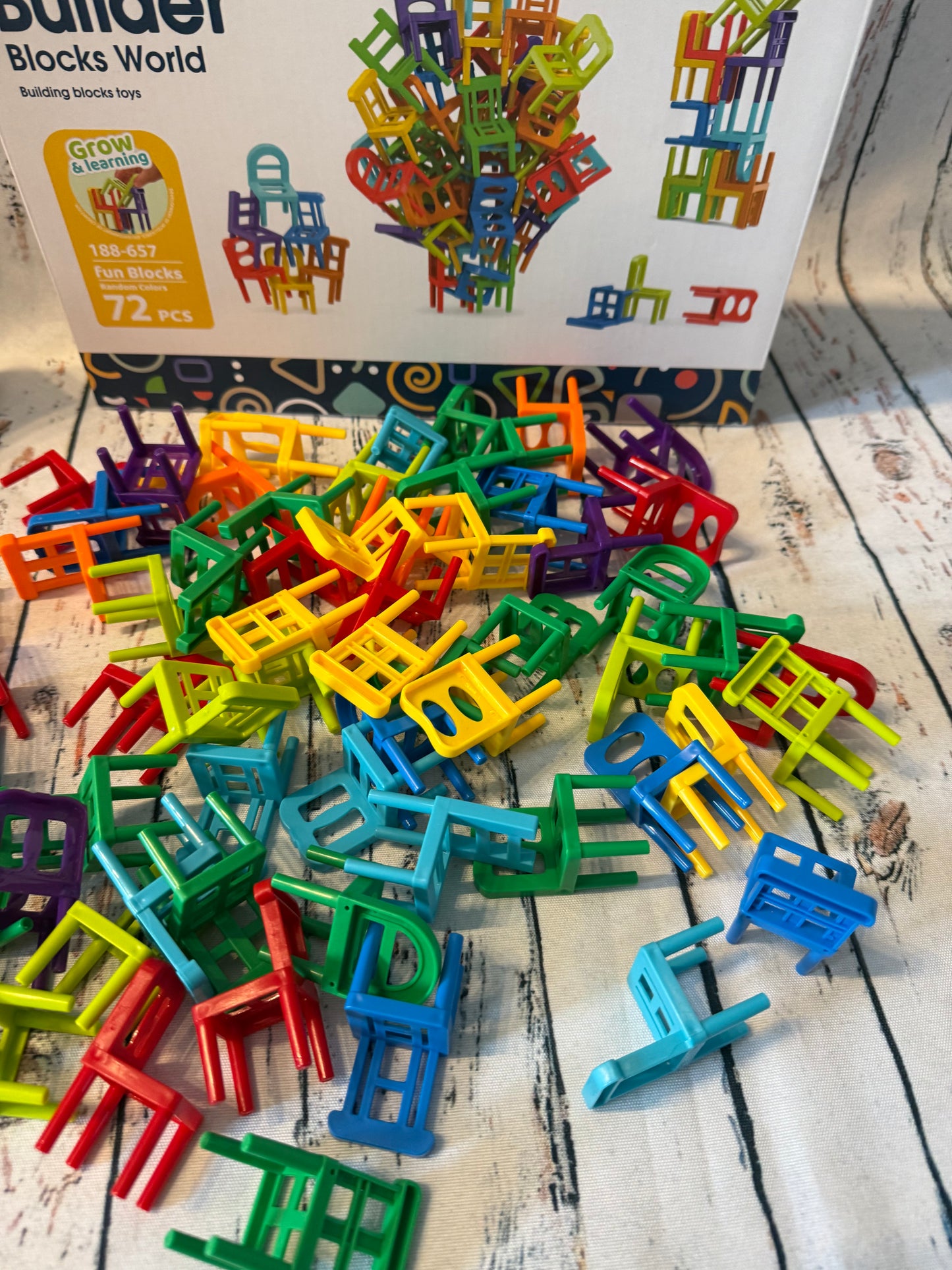 🪑🌈 „Builder Blocks World“ konstruktorius – 72 detalės