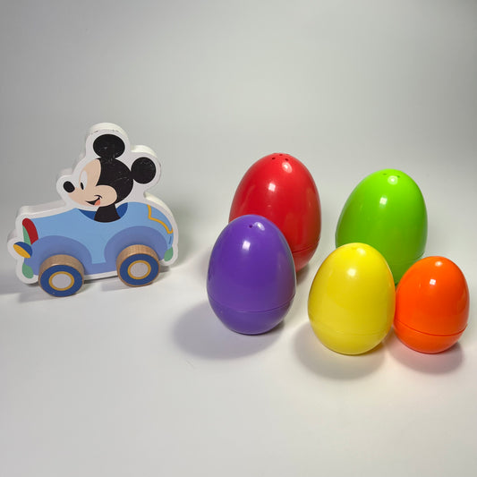 Lavinamasis rinkinys Kiaušinių dėlionė ir Medinis stumpdomas peliukas Mickis