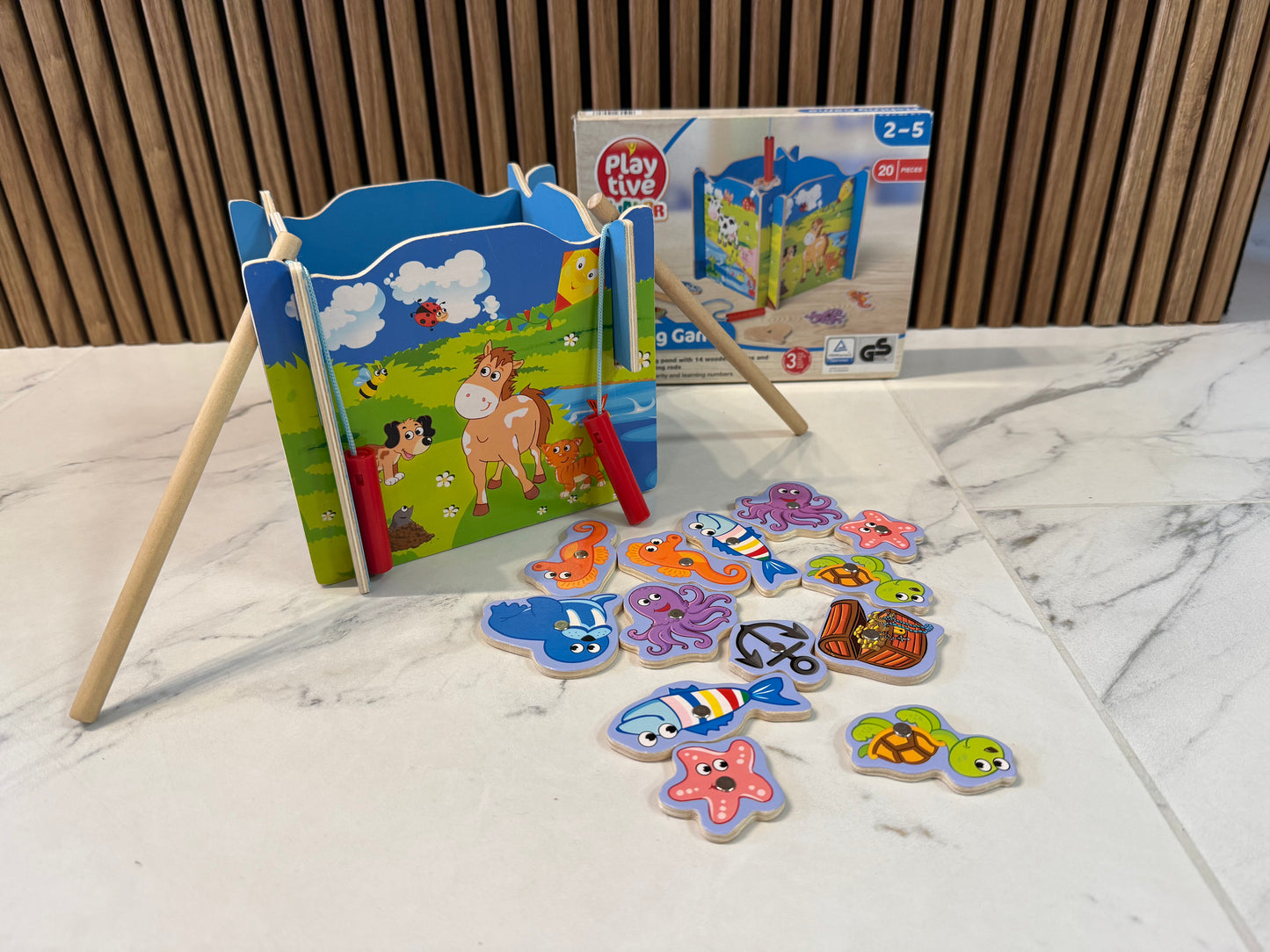 🧲 Medinis magnetinis žvejybinis rinkinys „Mažųjų žvejų ūkis“