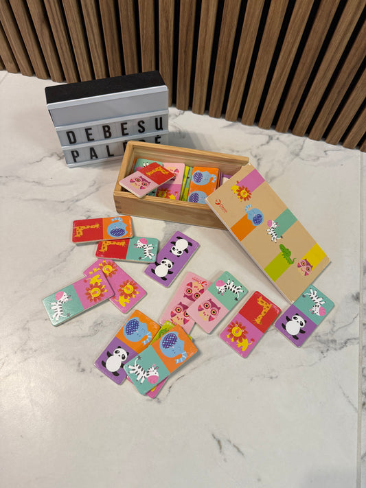 Spalvotas medinis domino „Gyvūnų pasaulis“