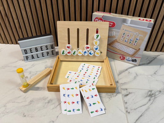 Medinė loginė dėlionė „Spalvotos eilutės“