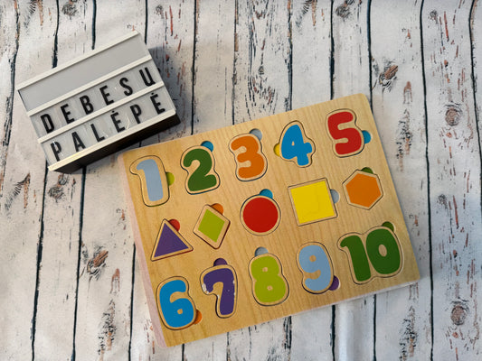 Medinė skaičių ir formų dėlionė 1–10 🌈