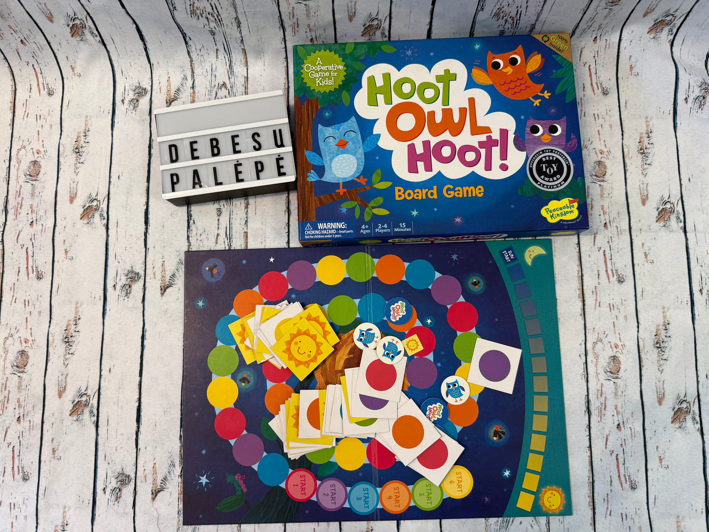 Hoot Owl Hoot stalo žaidimas vaikams (anglų kalba)