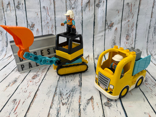 LEGO DUPLO statybų rinkinys – ekskavatorius ir sunkvežimis 🚜🚧