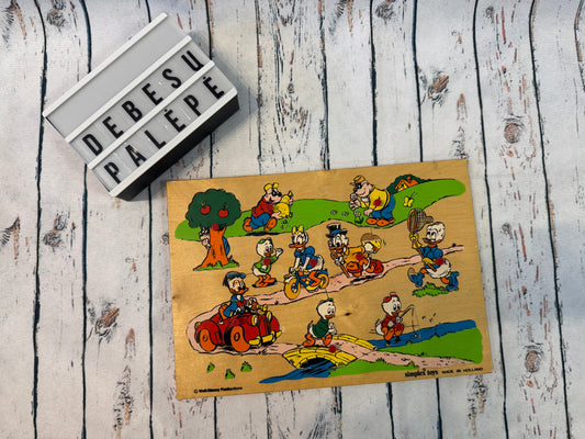 🦆🌳 Retro medinė Ančiukų dėlionė