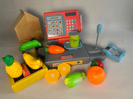Vaikiškas kasos aparatas su priedais (nuo 3 metų)