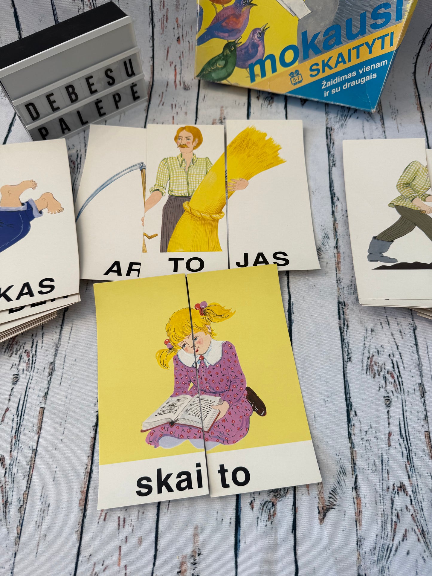 📖🦔 Mokausi skaityti – žodžių ir veiksmų kortelės