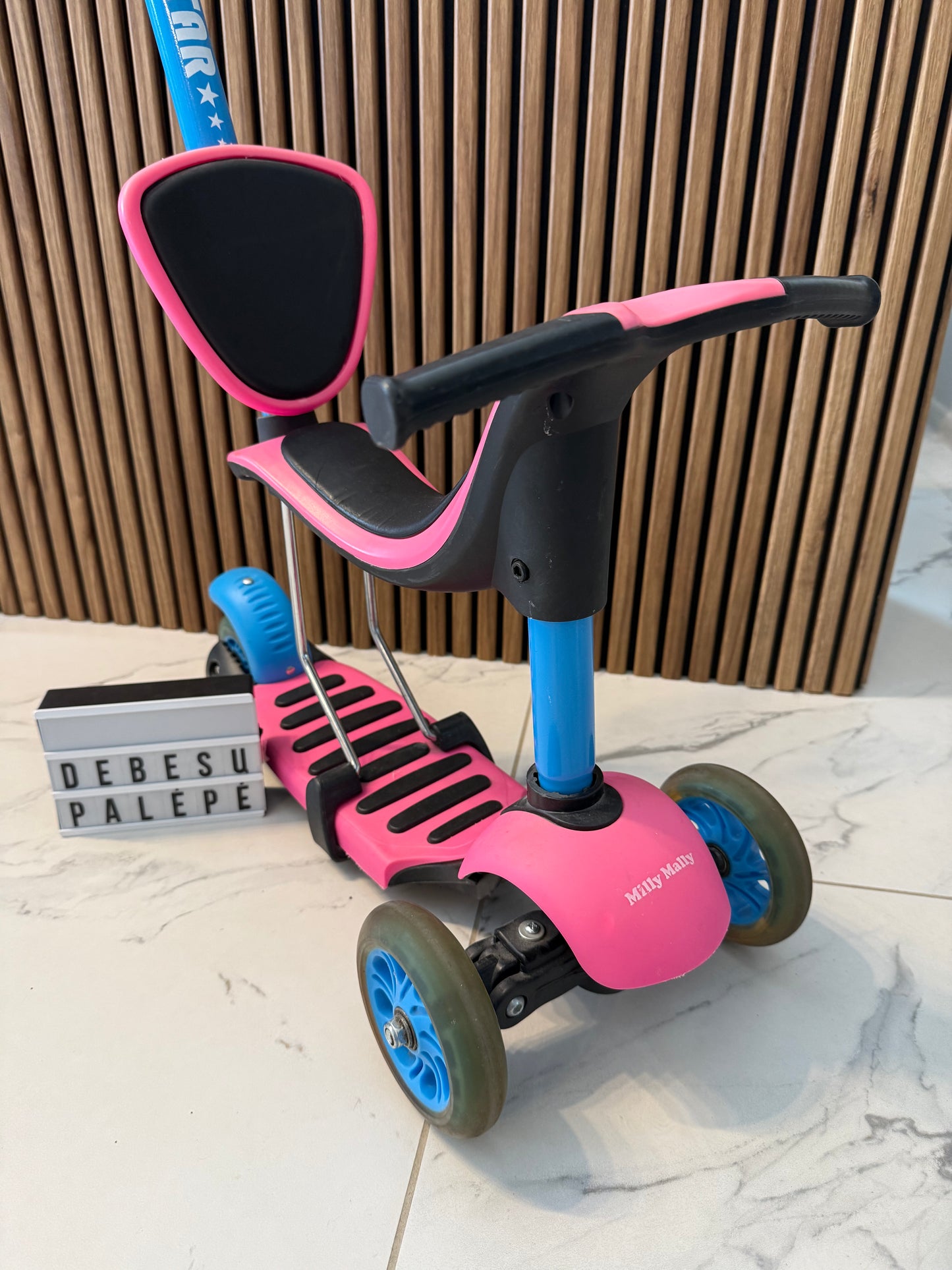 🛴💖 Milly Mally Little Star 3in1 balansinis dviratukas–paspirtukas