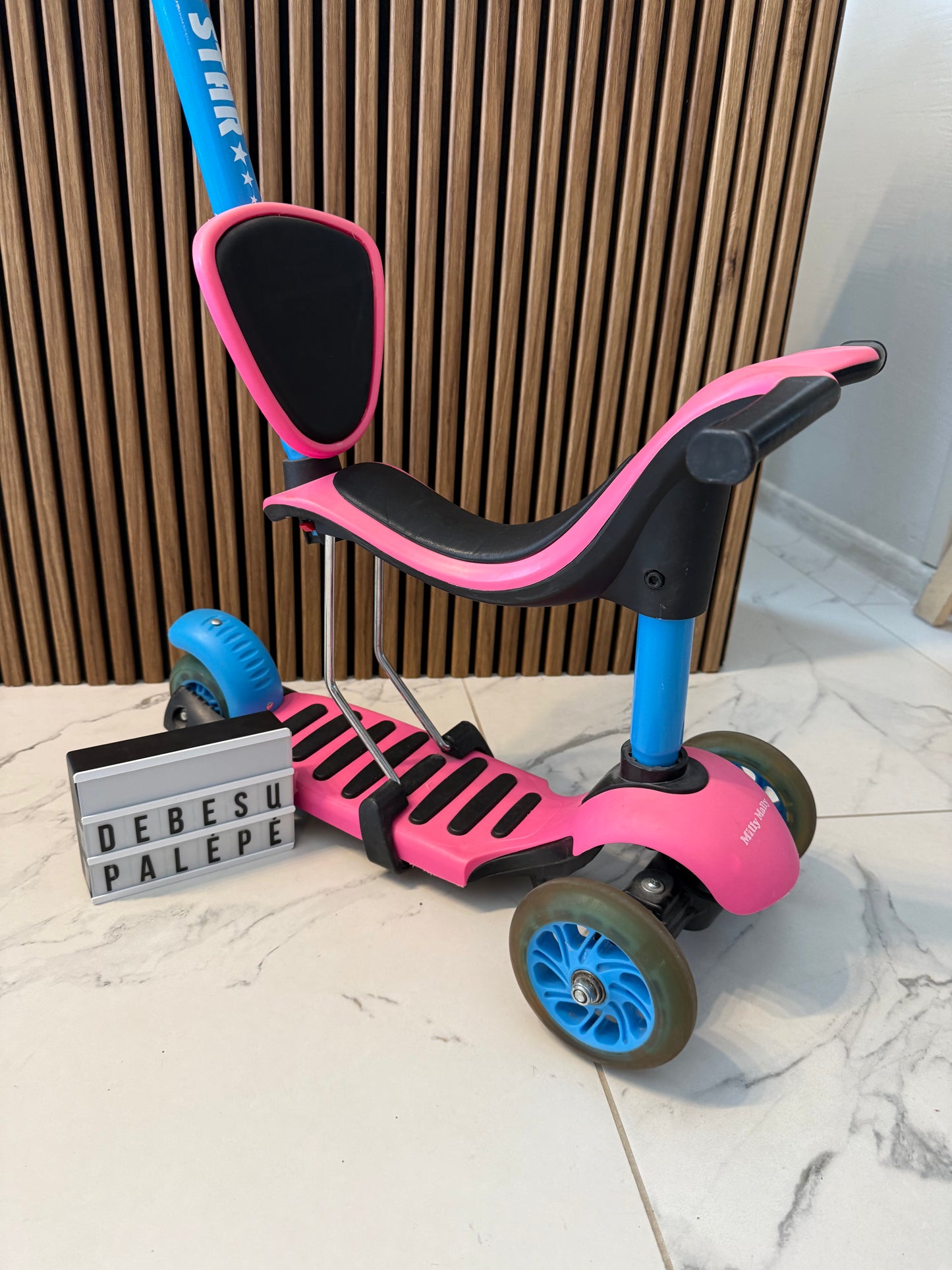 🛴💖 Milly Mally Little Star 3in1 balansinis dviratukas–paspirtukas